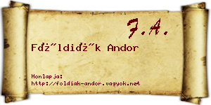 Földiák Andor névjegykártya