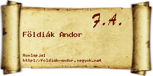 Földiák Andor névjegykártya